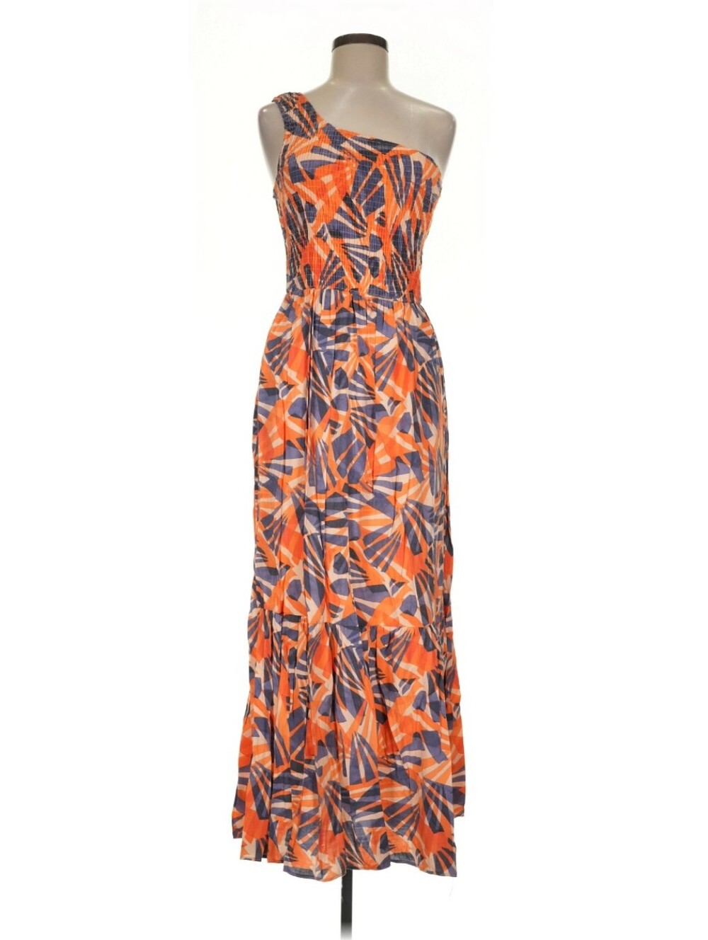 Nine West One Shoulder Smocked Floral Print Maxi Dress 3X NWT